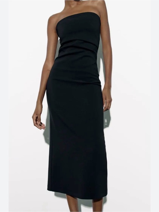 Zara Dresses & Skirts - Zara Black Strapless Midi Dress